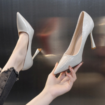 Hate Sky High Heels Shoes Woman 2022 New Summer Summer Summer Money Fine With Pointy Light Mouth Fashion Sexy Spring Autumn Single Shoes