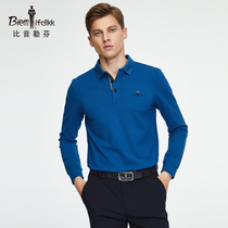 Bien Löfven Spring Summer High-end Business Casual Solid Color Lapel Long Sleeve T-Shirt Mens Stretch Breathable Polo Shirt