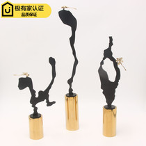 Modern new Chinese style creative Wrought iron alloy copper Dragonfly TV cabinet entrance decoration model room living room soft decoration