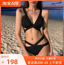 Swimsuit woman sensation South Korean ins bikini three-point size chest gathers two sets of split exposure swimsuit