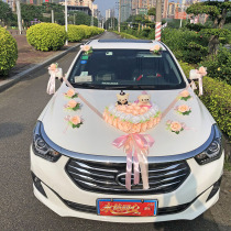 Wedding car decoration car floral headdress creative wedding wedding ceremony wedding car flower decoration set simulation silk suction cup