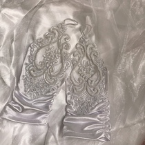 Qinghe embroidery pearl wedding gloves finger set wedding bride winter wedding white wedding new short gloves