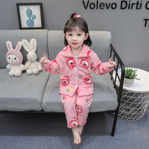 Girls pajamas long-sleeved flannel autumn and winter princess style baby coral fleece girl childrens split home clothes suit