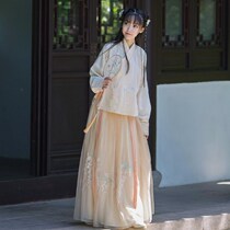 Hanfu womens Chinese style summer thin models can be worn daily cross-collar waist skirt Fresh and elegant fairy ancient style suit