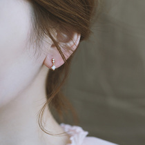 s925 pure silver earrings South Korean temperament High sense micro-inlaid zircon 2020 New tide ear decoration brief ear nail woman