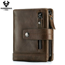 Hummer Paul Mens Real Leather Wallet Short Driving License Doctor Card Piece Clips Retro Youth Bull Wallet