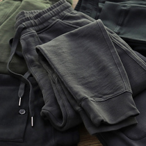 Pants mens Tide brand winter plus velvet warm knitted casual sweatpants vintage old drawstring leg pants