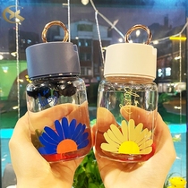 Small water cup female summer glass watertight portable take-away couple cup summer water bottle small mini