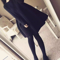 Fat plus size for pregnant women autumn and winter clothing bottoming knitwear 200 Jin long pregnancy A- shaped loose sweater skirt