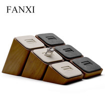 FANXI FANXI ring display stand groove design solid wood microfiber material three-piece jewelry display props