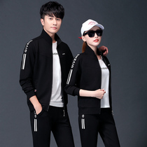 2021 couples sports set spring and autumn three-piece mens running sportswear casual plus size sportswear women Spring