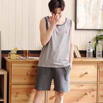 Vest pajamas mens summer thin cotton plus size Teen mens home clothes summer mens sleeveless set