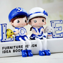Pastoral cartoon resin doll crafts cute love couple bedroom accessories Navy soft decoration