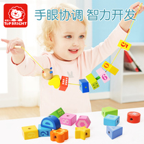 Teppel children string bead building blocks by rope wearing beads threading toys Puzzle Fine Action Training Early Education Toys