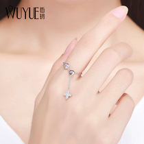 925 Silver Chain Soft Chain Ring for Women Fine Chain Chain Adjustable Strap Pendant Clover Index Finger Niche 682