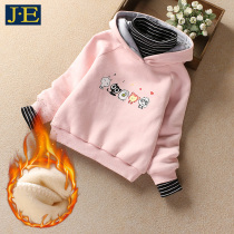 Girls plus velvet padded clothes 2020 new autumn winter girls foreign style hooded middle-aged children warm childrens coat