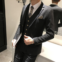 Suit suit men Korean version of slim handsome trend British host banquet groom wedding dress casual small suit