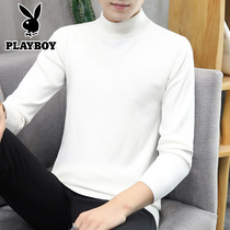Playboy autumn turtleneck mens sweater youth casual solid color base shirt thread coat mens round neck sweater