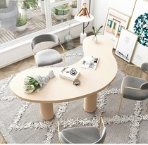  Nordic creative solid wood desk Simple modern curved boss table Light luxury computer desk desk reception negotiation table