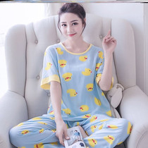 Student thin short sleeve skin-friendly suit female soil short sleeve shirt long pants two-piece female pajamas high school students sweet