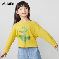 Malading Children's Wear Women's Children's Short Wear Spring Wear Theme Print Turtleneck Wear