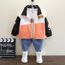 Boy jacket spring 2021 new foreign style fashionable childrens spring and autumn tops handsome boy Korean version of the baby jacket tide