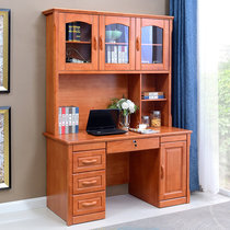 Solid wood one-piece right-angle bookcase bookcase with lock computer desk desk cabinet one-piece combination writing desk with bookshelf Chinese style