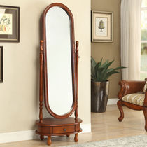 American solid wood dressing mirror country floor full body fitting mirror simple makeup mirror ground mirror movable mirror