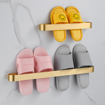 Toilet Toilet Bathroom Slippers Rack Wire Drawing Gold Light Extravagant Free To Punch Wall-mounted Door Rear Containing Shoes Shelve Shelf