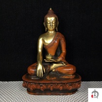 Folk collection Pure copper gilt real gold Shakyamuni Medicine Buddha antique antique