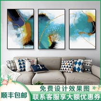 Abstract landscape oil painting Gold leaf color Simple modern light luxury living room sofa decoration Nordic background Pure hand-painted wall hanging