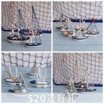 Mediterranean sailing model fittings simulated real wooden boat decoration gift sailing wooden craft ship