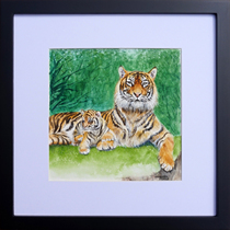 Send framed young female painter Wang Yuwei watercolor caredecoration living room bedroom decoration collection