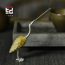 Yi Ji Japanese-style tin crane line incense plug tea pet household tea ceremony tea play creative boutique small ornaments Tea accessories