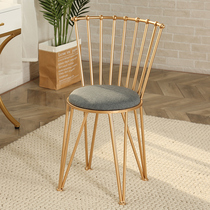 Wrought iron dining chair Gold backrest Nordic Restaurant simple makeup dressing stool Metal ins wind single Windsor chair