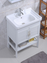 Floor-type ceramic handwashing cabinet balcony integrated space basin small household basin toilet washface bathroom aluminium cabinet type