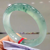 Longyu Culture Myanmar ice seed floating emerald bracelet floating green flower clear water jade bracelet women s
