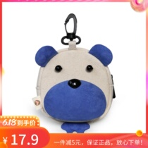 Tricolour Patch Original Small Bear Small Round Bag Woman Handmade Fun Zero Wallet Pure Color Canvas Light Canvas Coin Bag