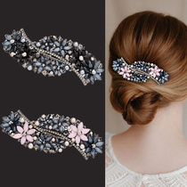 Retro hairpin rhinestone clip headdress back head mother hairpin one word ponytail clip elegant temperament top clip clip