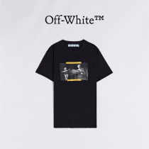 OFF-WHITE Mens Black Caravaggio Oil Painting OFF Logo Short sleeves Body Round T-shirt