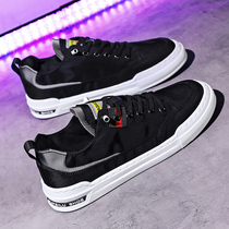 Summer breathable canvas mens shoes old Beijing Ice Silk cloth shoes casual Joker board shoes a pedal lazy black trendy shoes