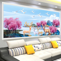  Diamond painting 2021 new living room full of diamonds simple modern large fortune elk landscape European-style dot stickers diamond embroidery