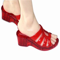 Huili crystal slippers women wear PVC plastic thick bottom non-slip ladies flat home bathroom summer deodorant