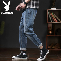 Playboy jeans mens 2020 spring new Korean version of the trend straight loose wild tide brand mens pants