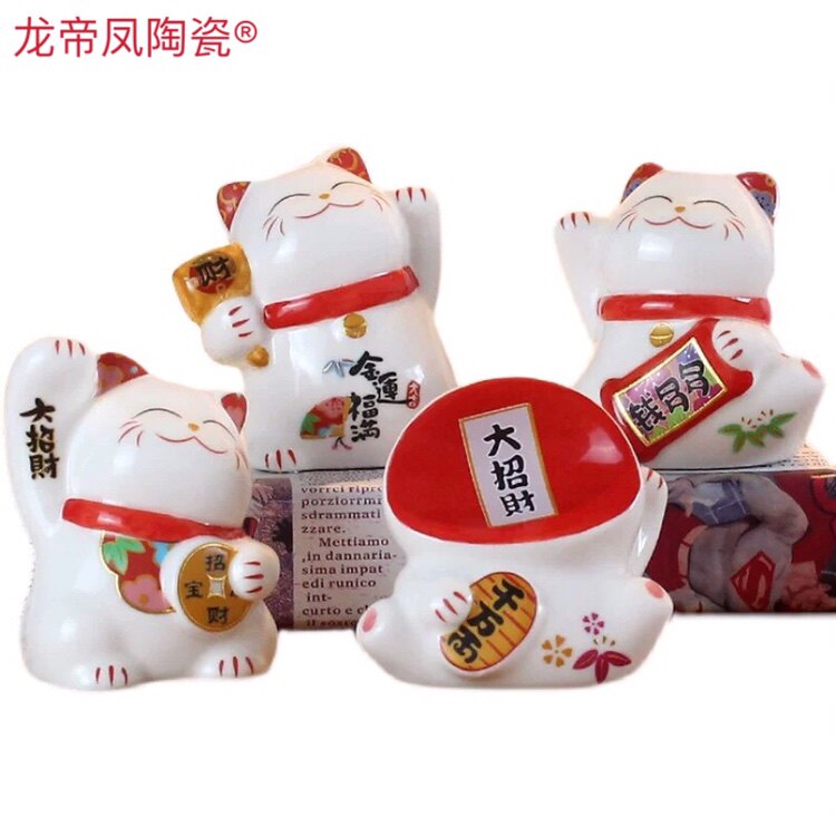 Eight-year-old store new impulse ceramic mini cute cartoon ceramic cat ornaments ornaments Tanabata birthday gift