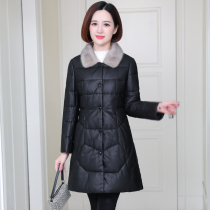 zqqz leather down jacket womens long 2020 Winter new mink wool collar sheep leather jacket jacket 9969