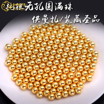 S925 pure silver without hole bead loose bead plated 24K gold light bead for Manzal gem dress Zang for beads small gold pearl round