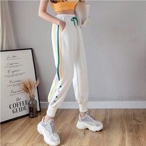 Tide brand sports pants womens 2021 new autumn and winter high waist slim ankle-length pants loose Haren pants toe casual pants