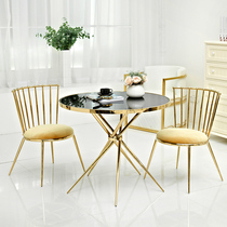 Postmodern light and luxurious round table marble round dining table and chairs combined modern minimalist dining table small family of negotiation table