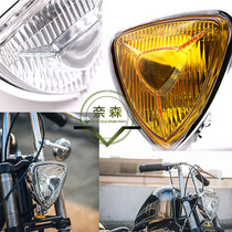 Motorcycle retro front lighting headlights electroplated black triangle ultra-thin imported all-metal Harley headlights